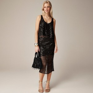 Falda J.Crew Collection sequin midi Mujer Negras España | XYVHAC453
