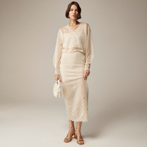 Falda J.Crew Collection sheer sweater-skirt with sequins Mujer Sand España | UJEMNI571