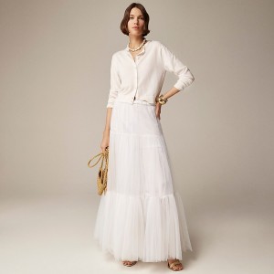 Falda J.Crew Collection tiered tulle Mujer Blancas España | UZLFGW847