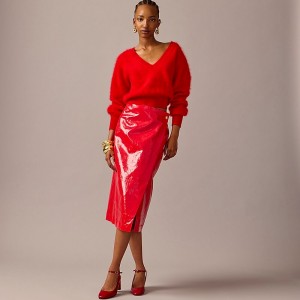 Falda J.Crew Collection wrap laminated linen Mujer Rojas España | YNRMZP814