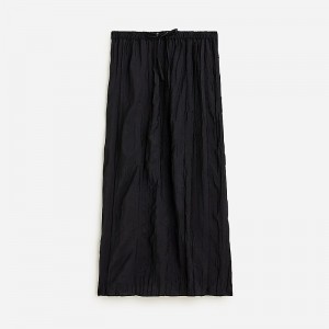 Falda J.Crew Crinkled drawstring midi Mujer Negras España | ZDESQK542