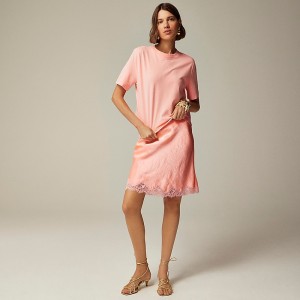 Falda J.Crew Gwen lace-trim slip Mujer Brilliant Peony España | QHSOCK152
