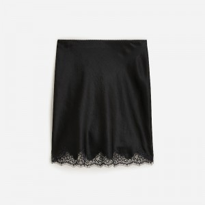 Falda J.Crew Gwen lace-trim slip Mujer Negras España | YJMGXF438