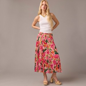 Falda J.Crew Gwyneth pleated floral chiffon Mujer Rosas España | CVTSAI241