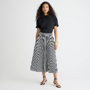 Falda J.Crew Gwyneth pleated gingham Mujer Negras España | PTWJVR021