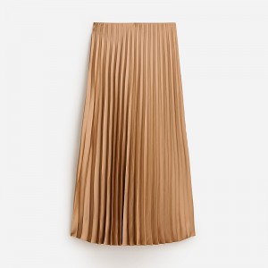 Falda J.Crew Gwyneth pleated slip Mujer Camel España | UJTZQF794