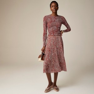 Falda J.Crew Gwyneth pleated strawberry swirl chiffon Mujer Rojas España | MLICEA652