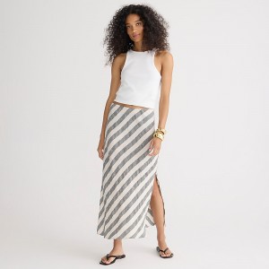 Falda J.Crew Gwyneth slip striped linen Mujer Eleanor Stripe España | GTJENK064