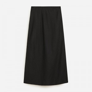Falda J.Crew Gwyneth slip striped linen Mujer Negras España | IWDRLX925