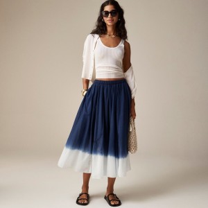 Falda J.Crew Pull-on midi dip-dyed cotton voile Mujer Azules España | KZQSCL417