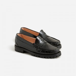 Mocasines J.Crew Winona lug-sole penny Mujer Negras España | HKDOEL962