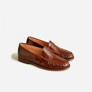 Mocasines J.Crew Winona penny spazzolato leather Mujer Marrones España | TJSPXH741