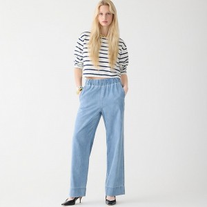 Pantalon J.Crew Astrid chambray Mujer Azules España | HAYXML317
