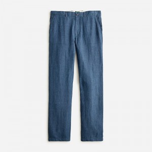 Pantalon J.Crew Classic-fit linen Hombre Azules Indigo España | UMOPJD574
