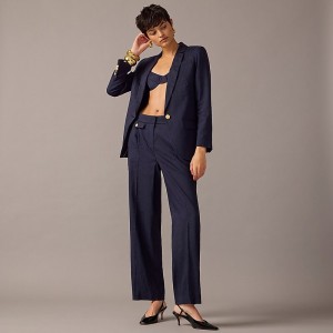 Pantalon J.Crew Collection side-tab trouser Mujer Azul Marino España | DNWVGC943