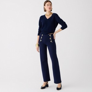 Pantalon J.Crew Delaney full-length sailor sweater Mujer Azul Marino España | PUETMR536