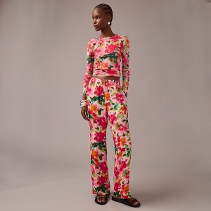 Pantalon J.Crew Full-length Astrid floral chiffon Mujer Rosas España | MUEKYL890