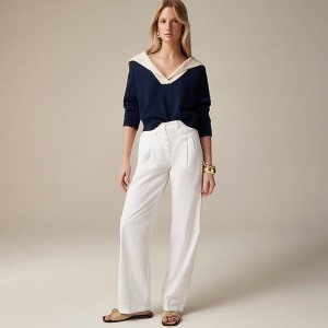 Pantalon J.Crew Pleated button-front Mujer Blancas España | NCSEOX590