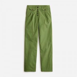 Pantalon J.Crew Pleated button-front Mujer Verde España | BUVAWH081