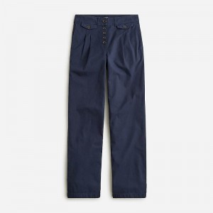Pantalon J.Crew Pleated button-front Mujer Azul Marino España | UNBSZA697