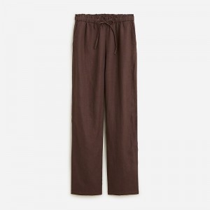 Pantalon J.Crew Soleil striped linen Mujer Chocolate Oscuro España | XTLMUS854
