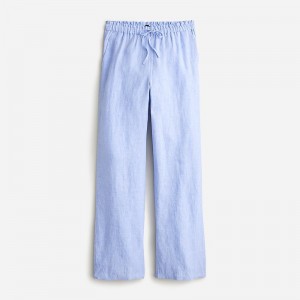 Pantalon J.Crew Soleil striped linen Mujer Azules España | BKEFHZ671