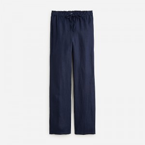Pantalon J.Crew Soleil striped linen Mujer Azul Marino España | XQZDGR971