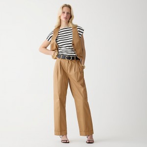 Pantalon J.Crew Wide-leg essential Mujer Camel España | MRPSOC783