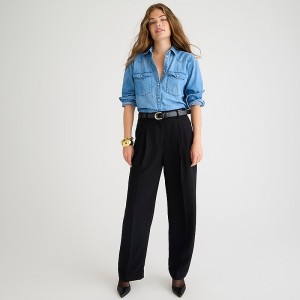 Pantalon J.Crew Wide-leg essential Mujer Negras España | KAXFSV619