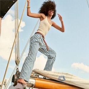 Pantalon J.Crew Wide-leg essential sailor stripe Mujer Azules España | MYUKRZ814