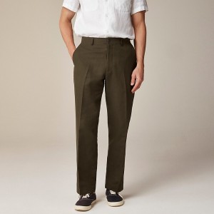 Pantalones De Traje J.Crew Kenmare Relaxed-fit cotton-linen blend herringbone Hombre Verde Oliva España | UDBLCH094