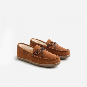 Pantuflas J.Crew Lined wool Hombre Caramel Suede España | LVEWDP129