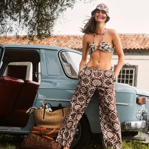 Parte de Arriba Bikini J.Crew Cutout halter floral Mujer Chocolate España | PQNJLD038