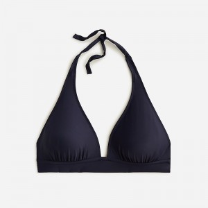 Parte de Arriba Bikini J.Crew DD halter tie-back bikini top with mesh Mujer Azul Marino España | WQDNUC092