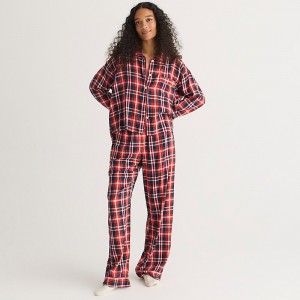 Pijama J.Crew Flannel long-sleeve cropped pajama pant set plaid Mujer Verde Menta España | VSIETO623