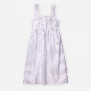 Pijama J.Crew Petite Plume™ Charlotte nightgown french ticking Mujer Moradas Claro España | JRYHAT863