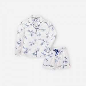 Pijama J.Crew Petite Plume™ La Mer long-sleeve short set Mujer Multi Pattern España | EIJRVH893