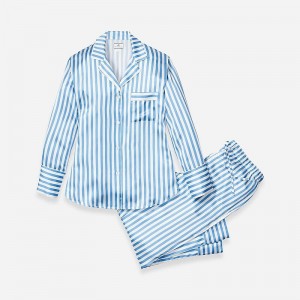 Pijama J.Crew Petite Plume™ set mulberry silk Mujer Azules España | QMFJUL318