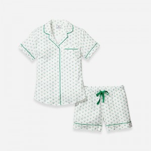 Pijama J.Crew Petite Plume™ short set Mujer Verde España | RYPHKC851