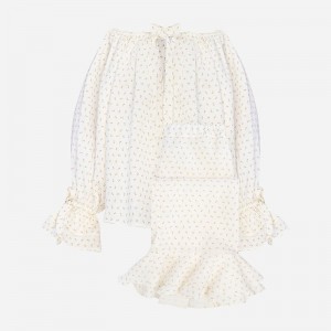 Pijama J.Crew SLEEPER cha-cha linen lounge set Mujer Blancas España | RGLZOI782