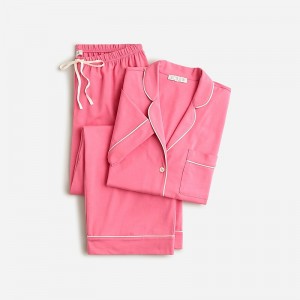 Pijama J.Crew Short-sleeve pajama pant set dreamy cotton blend Mujer Flamingo España | ZQYHML591