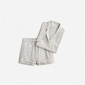 Pijama J.Crew Short-sleeve pajama short set dreamy cotton blend Mujer Gris España | SIQBZT675