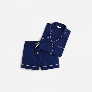 Pijama J.Crew Short-sleeve pajama short set dreamy cotton blend Mujer Verde Menta España | CAKIRB243