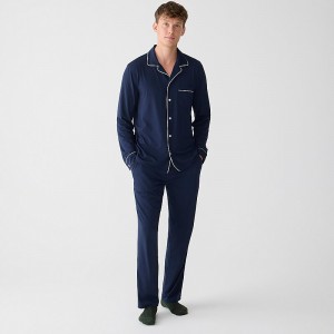 Pijama J.Crew set cotton jersey blend Hombre Azul Marino España | JWTNKD720