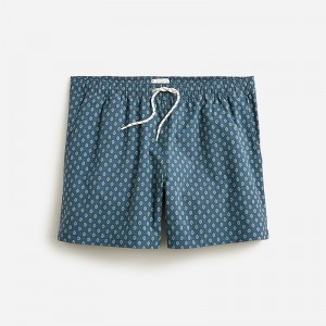 Ropa de Baño J.Crew 5" stretch swim trunk with ECONYL® nylon Hombre Flores Azules España | ERWBLC684