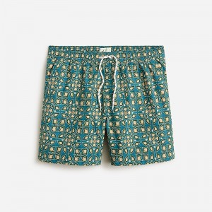 Ropa de Baño J.Crew 6" stretch swim trunk with ECONYL® nylon Hombre Garden Jewels Teal España | PLUVMJ387