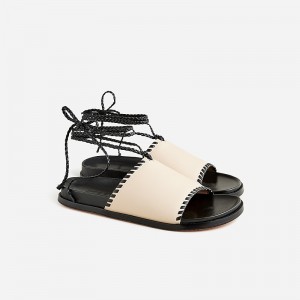 Sandalias J.Crew Colbie braided lace-up Mujer Creme España | RWLJGD713