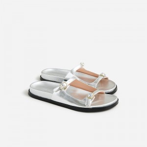 Sandalias J.Crew Colbie buckle Mujer Plateadas España | NFDVLJ536