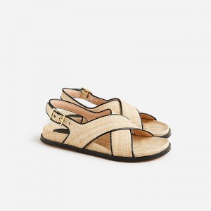 Sandalias J.Crew Colbie crisscross slingback raffia Mujer Weathered Sand España | KQEUWJ073