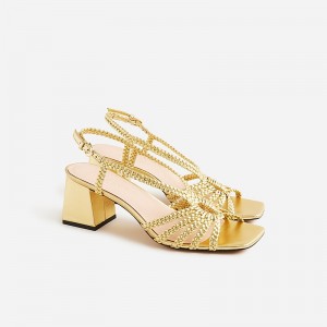 Sandalias J.Crew Layne braided heels Mujer Doradas Oscuro España | GLNKJZ764